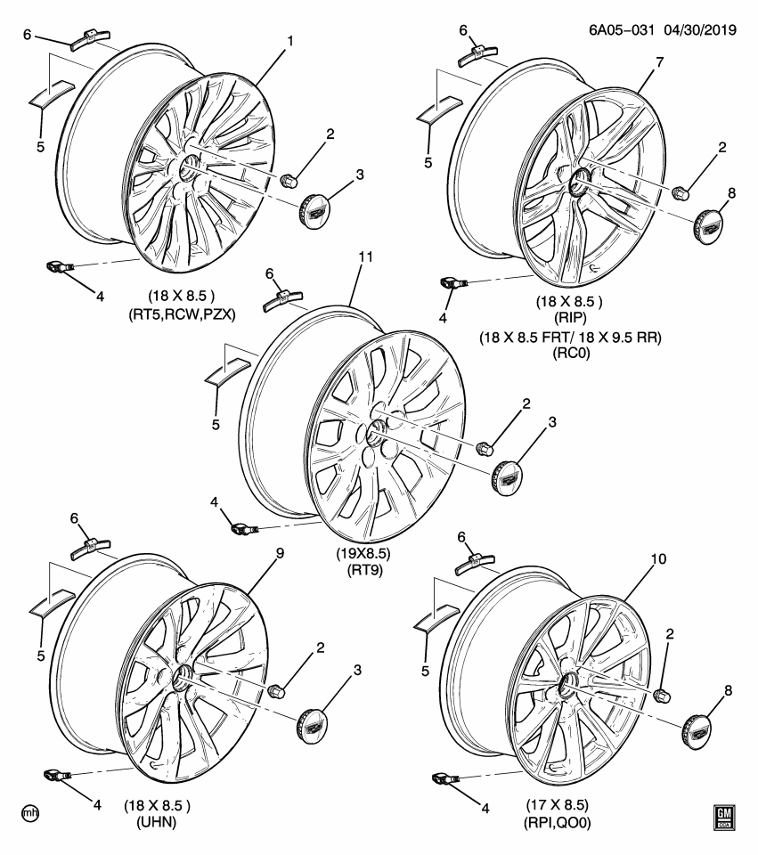 GM 22985817 Wheel Rim, 18X8.5J Aluminum 32Mm Outside 120X5Xm14 Bellcrank