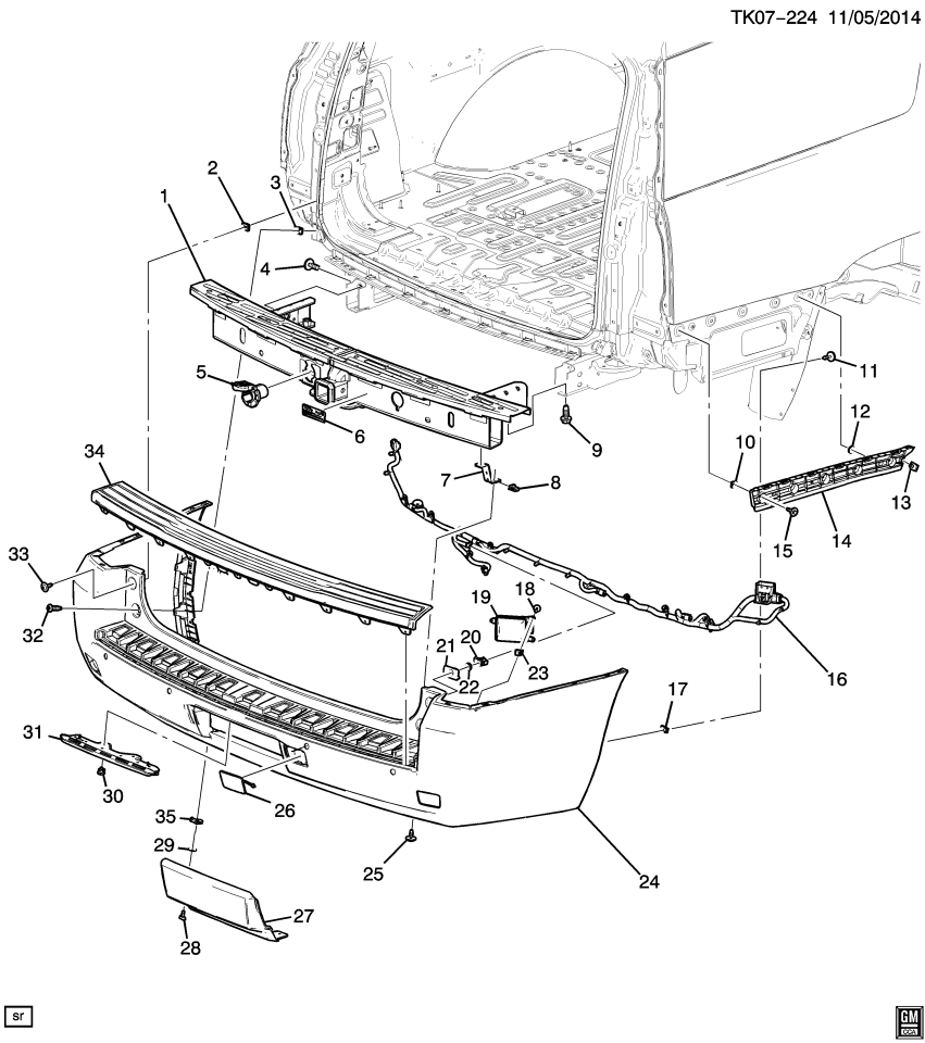 GM 84511084 Harness Assembly, Rear Object Alarm Sen Wrg