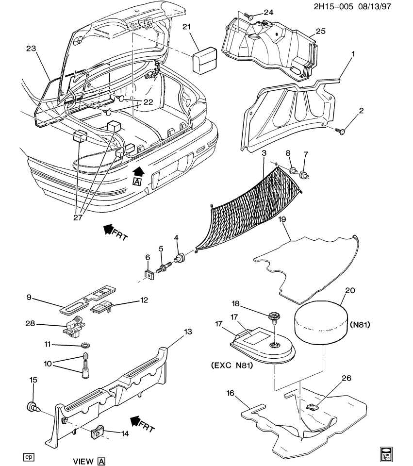 GM 25659249 Trim Assembly, Rear Compartment Lid Inner Panel <Use 1C6M*Grey R