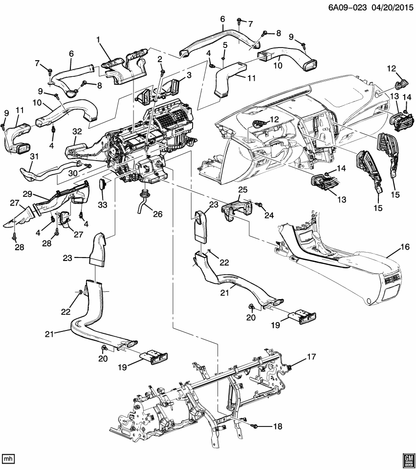 GM 23168712 Duct, Instrument Panel Compartment Air