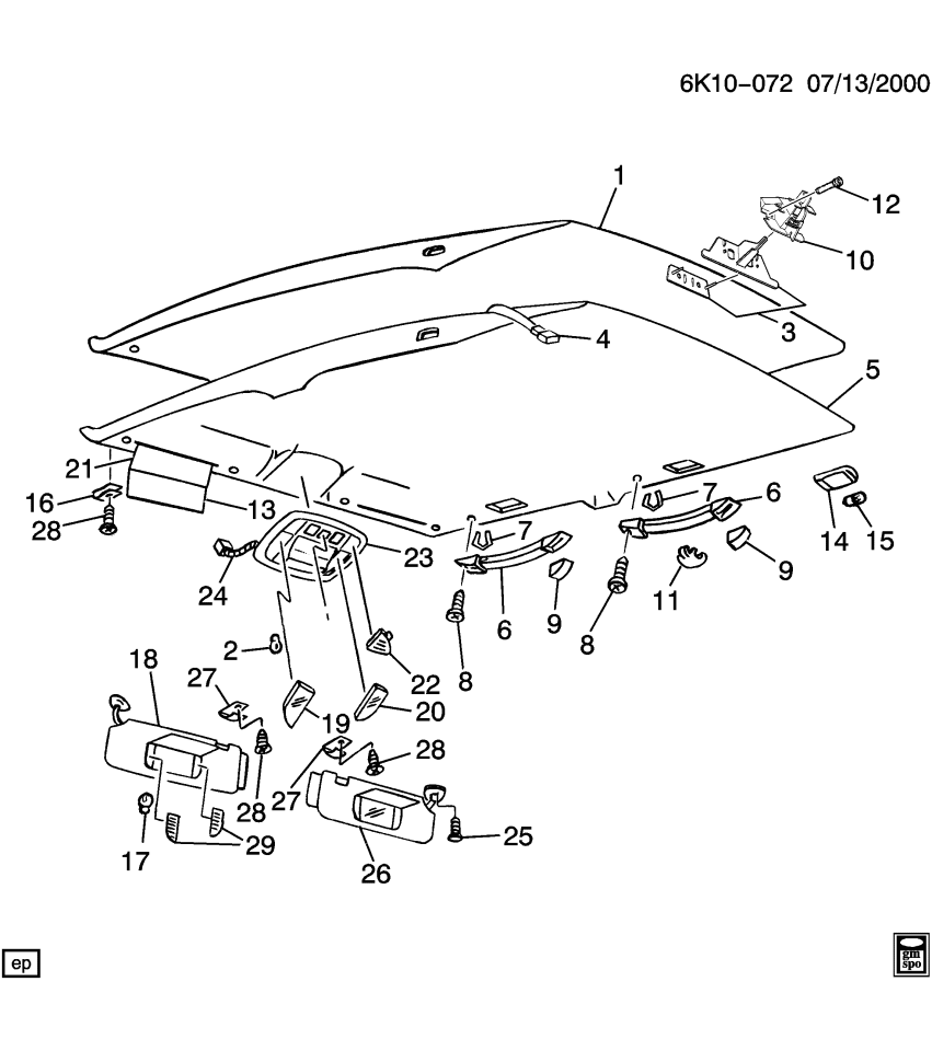 GM 25632893 PANEL, Roof Headlining
