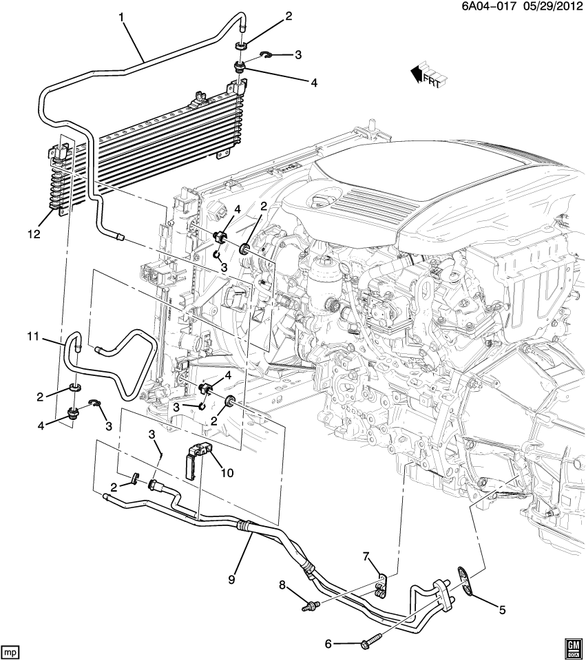 GM 22887253 Transmission Fluid Cooler Inlet & Outlet Pipe Assembly