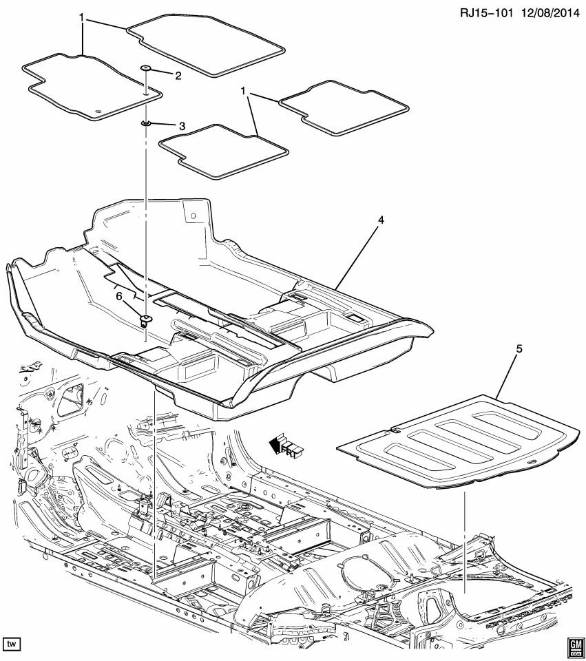 GM 11612286 Retainer,Floor Carpet Auxiliary Mat