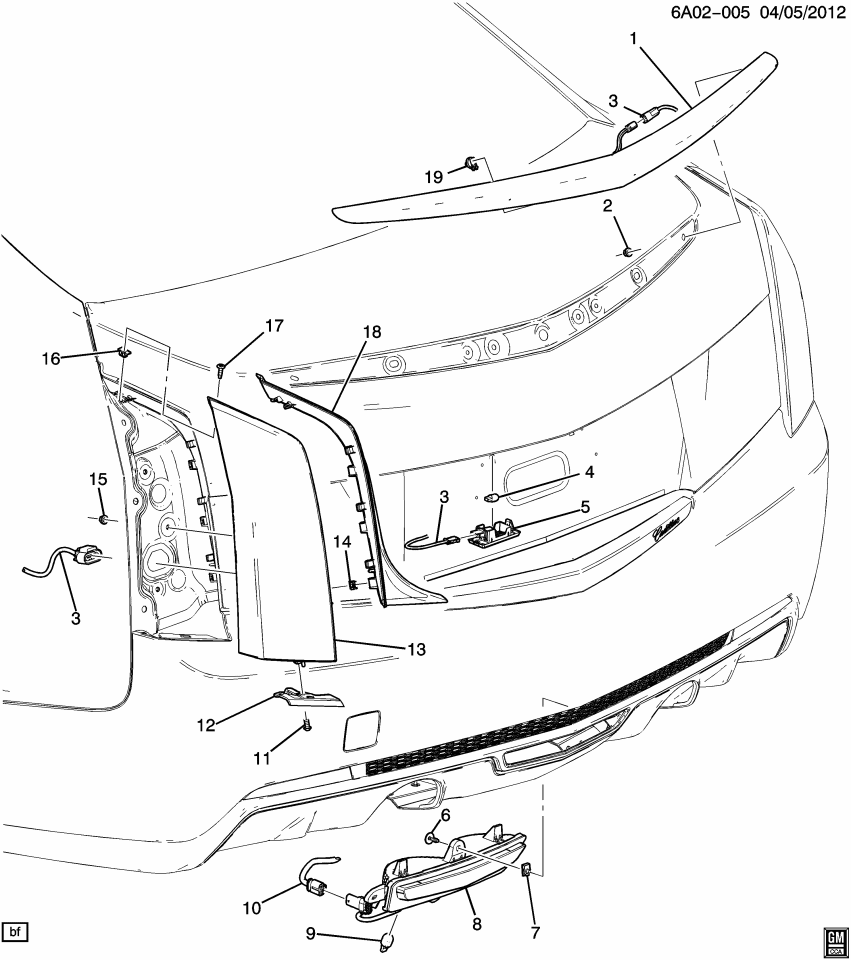 GM 23305565 Panel, Rear Body Structure Stop Lamp Trim
