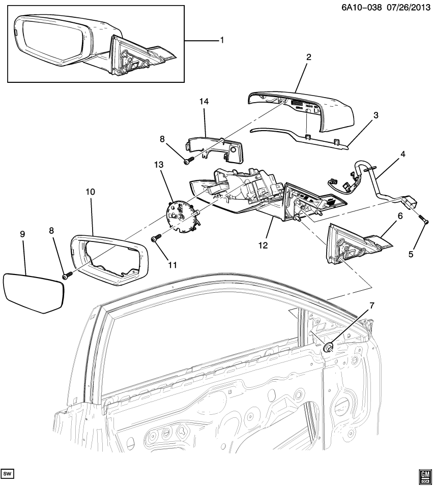 GM 23105594 Mirror Kit, Outside Rear View