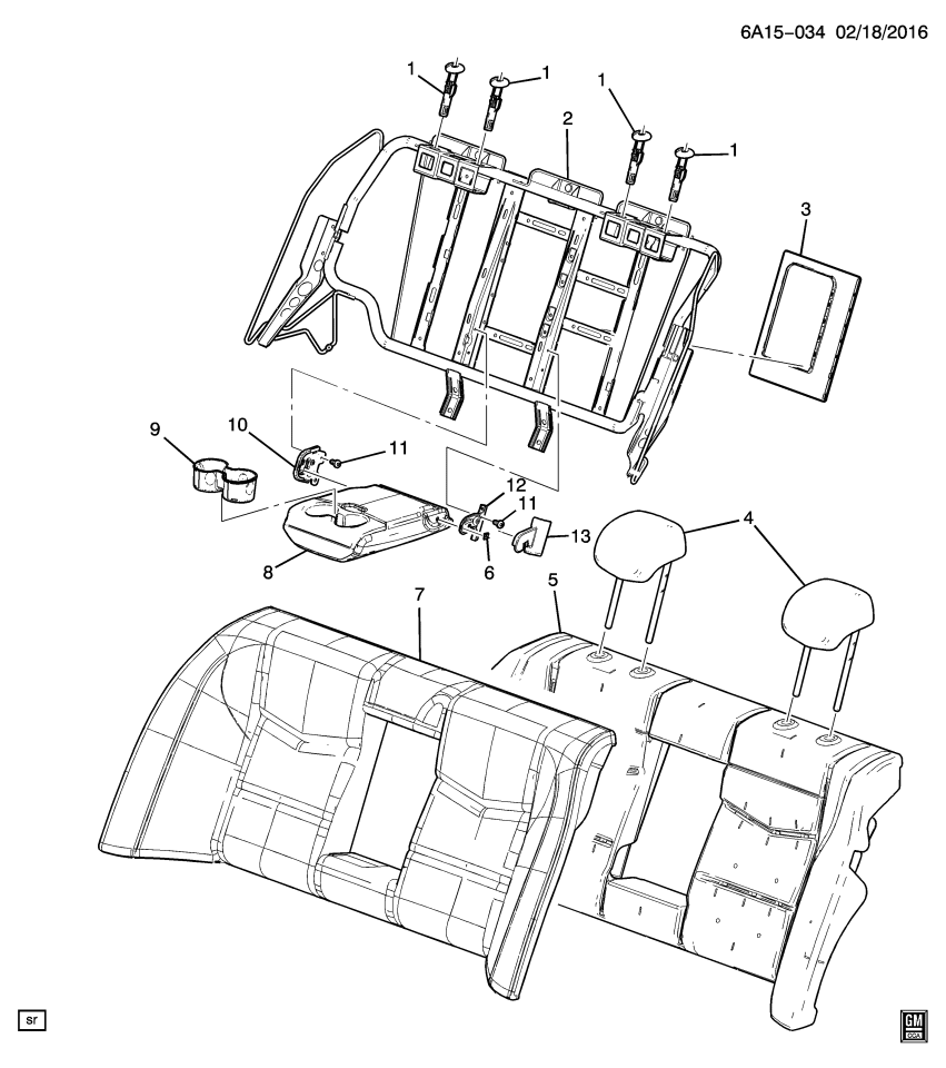 GM 22981490 Bracket, Rear Seat Armrest *No Color