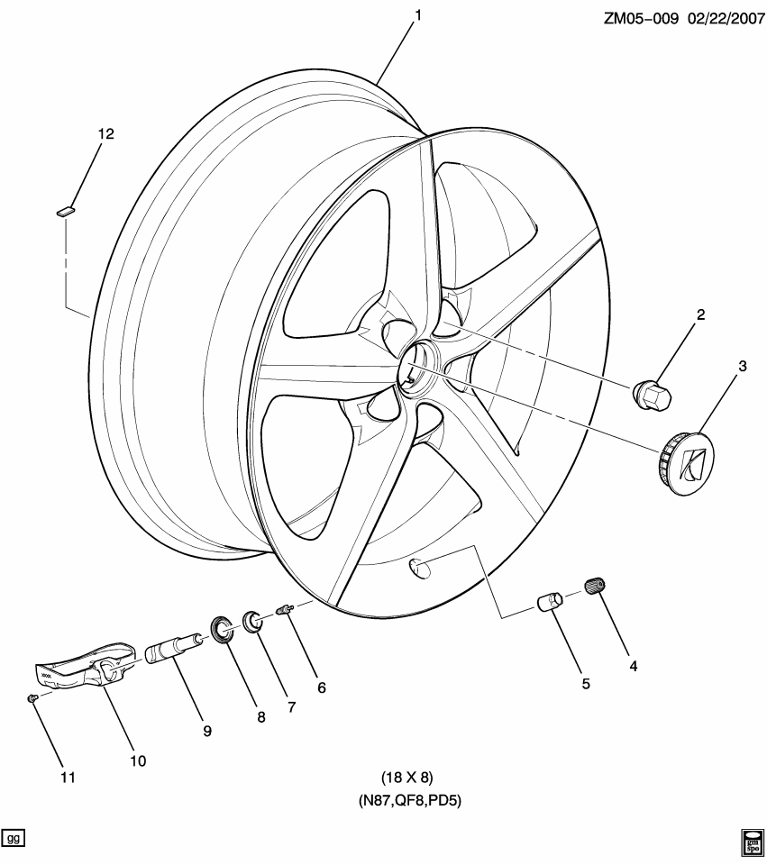 GM 9597182 Wheel, 18X8.0 Aluminum 110Mm Bellcrank 55Mm Outside *Polished