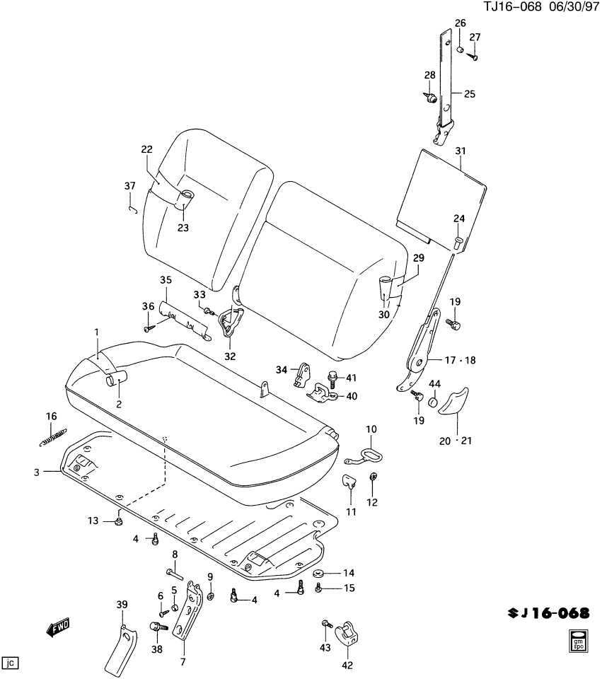 GM 91173516 Pad, Rear Seat Cushion (W/Frame)