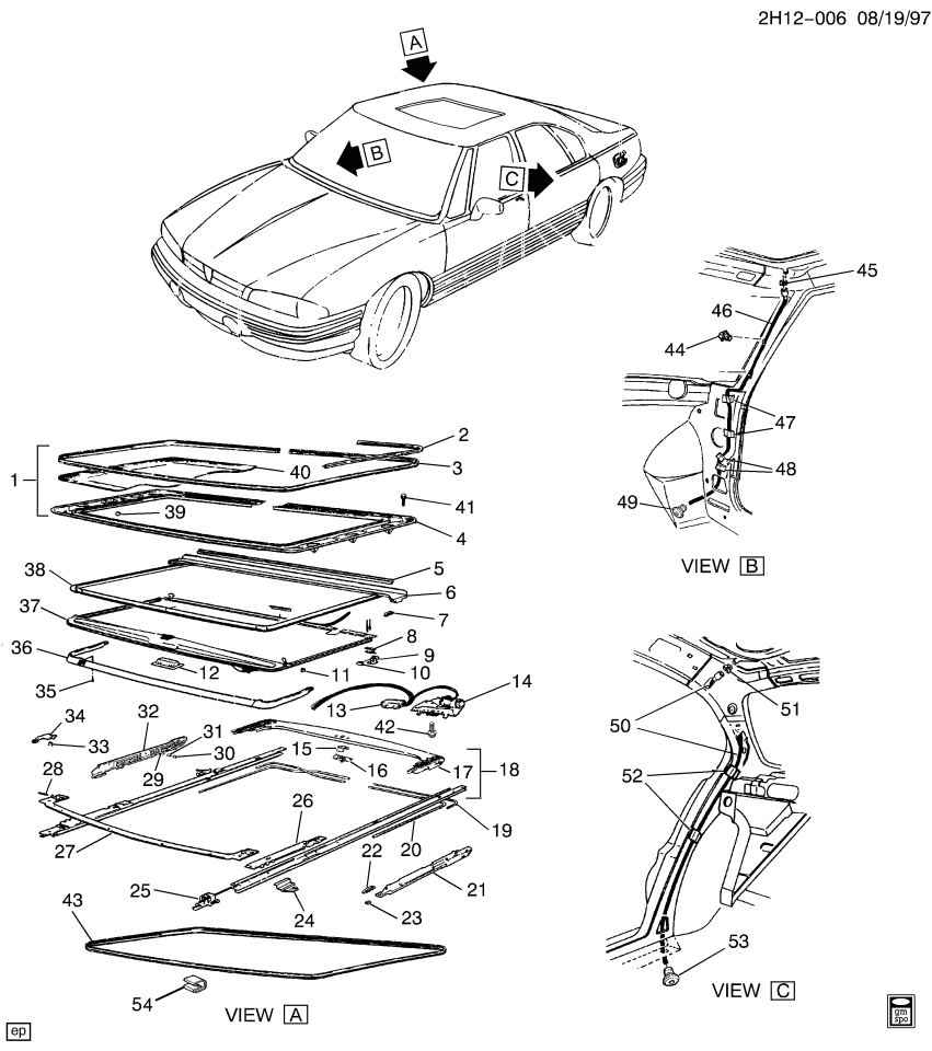 GM 12519433 Stop, Sun Roof Sunshade Rear