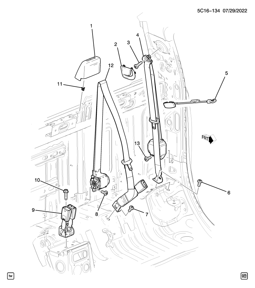 GM 85632549 RETRACTOR KIT-R/SEAT BELT *JET BLACK