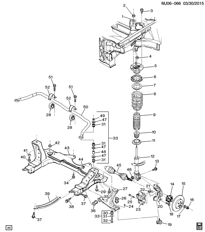 GM 22652798 Bolt,Front Suspension Support