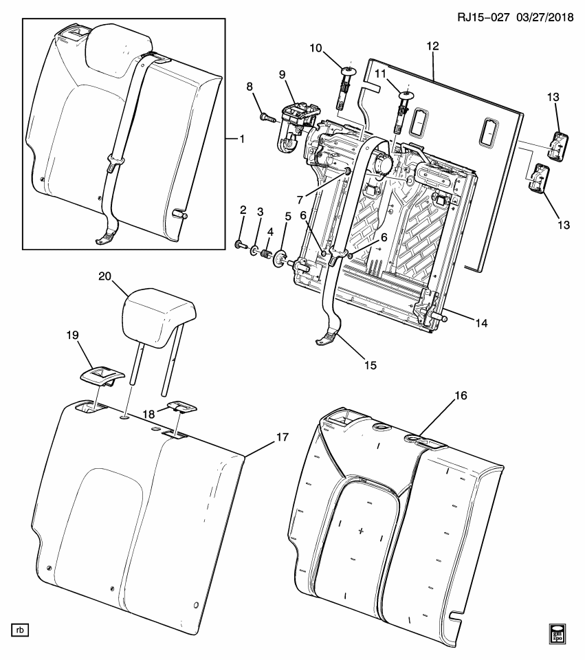 GM 42733986 Cushion Assembly, R/Seat Bk (Rh Proc) *Black