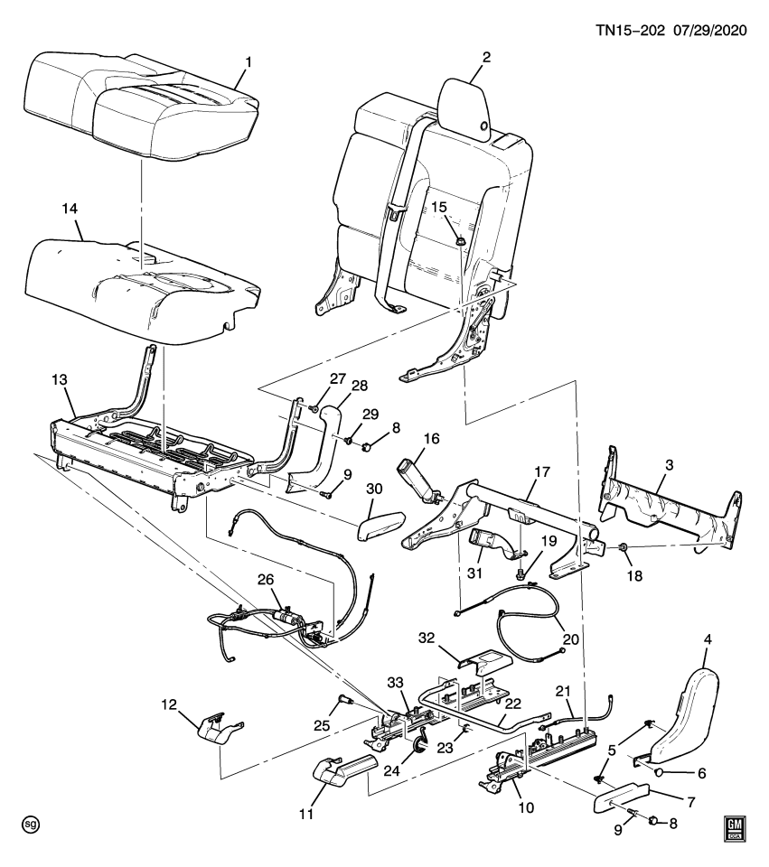 GM 84627605 CABLE ASM-R/SEAT INR RECL