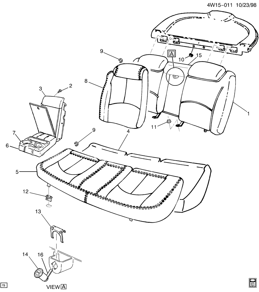 GM 12534579 RESTRAINT, Rear Seat Head Restraint