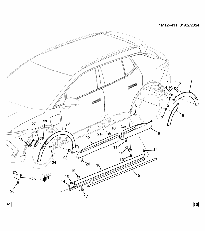 GM 85019927 MOLDING ASM-RR S/D LWR *CARBON FLASHT