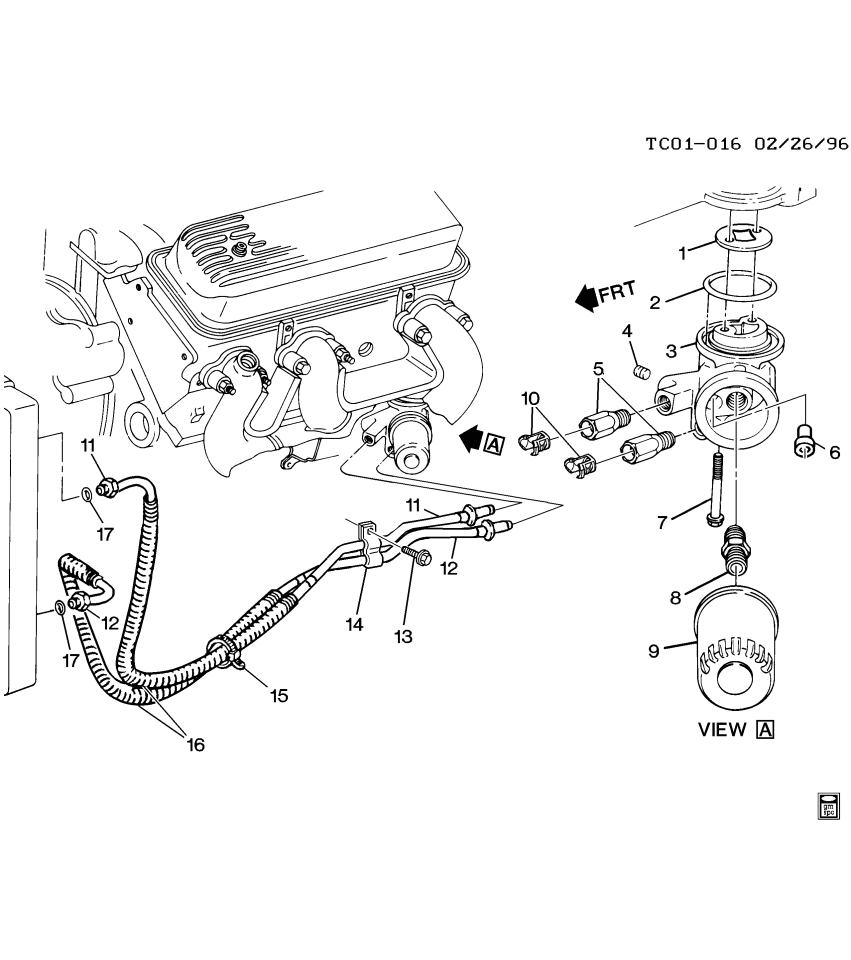 GM 15738129 Engine Oil Cooler Inlet Hose Assembly Kit