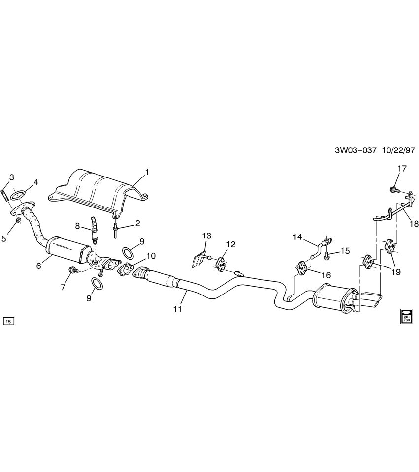 GM 10437909 Exhaust Muffler Assembly (W/ Exhaust Pipe & Tail Pipe)