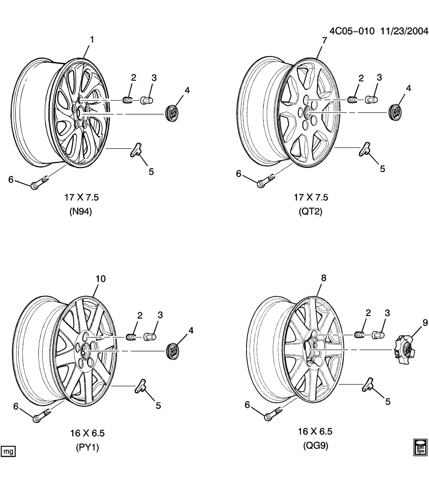 GM 9596103 Wheel Rim, 17X7.5 X51 Aluminum Chrome