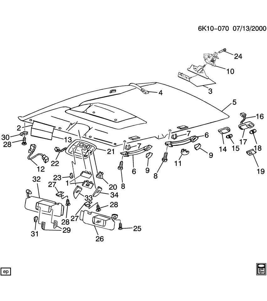 GM 12538672 PANEL, Roof Headlining