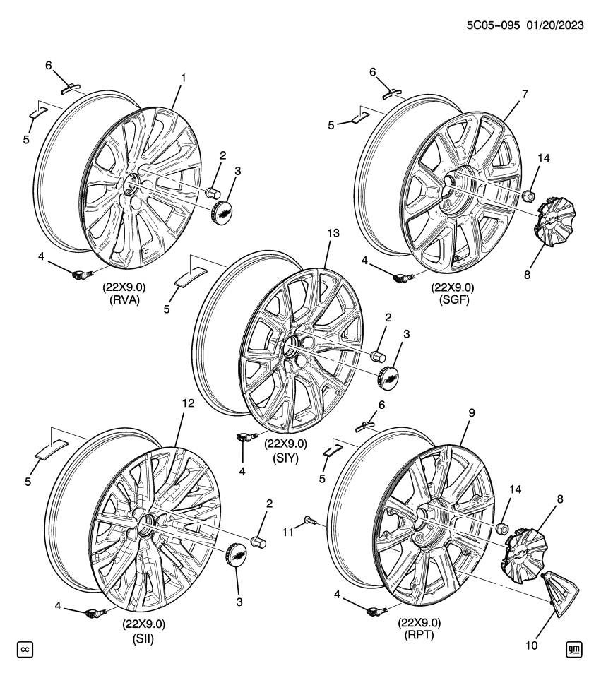 GM 23376319 WHEEL-22X9.0J ALUM 24MM O/S 139.7X6XM14 B