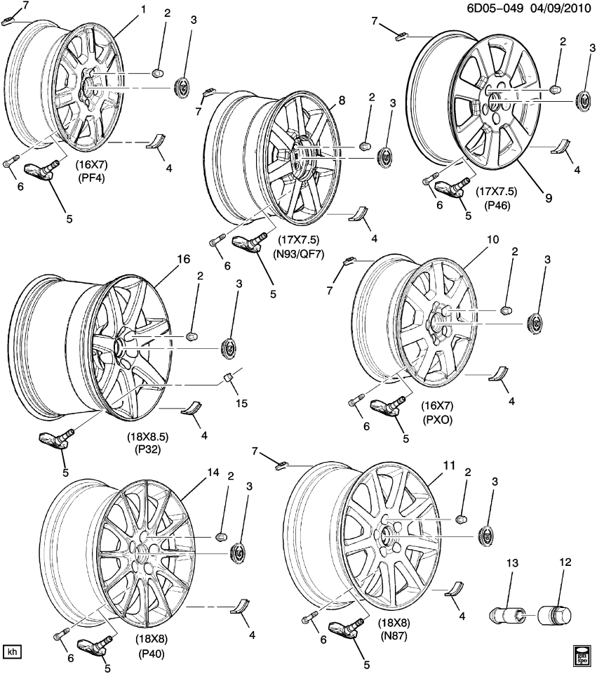 GM 9597502 Wheel Rim, 17X7.5 Aluminum *Cpolished