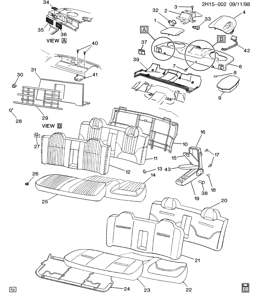 GM 12524317 BASE, Rear Seat Center Armrest
