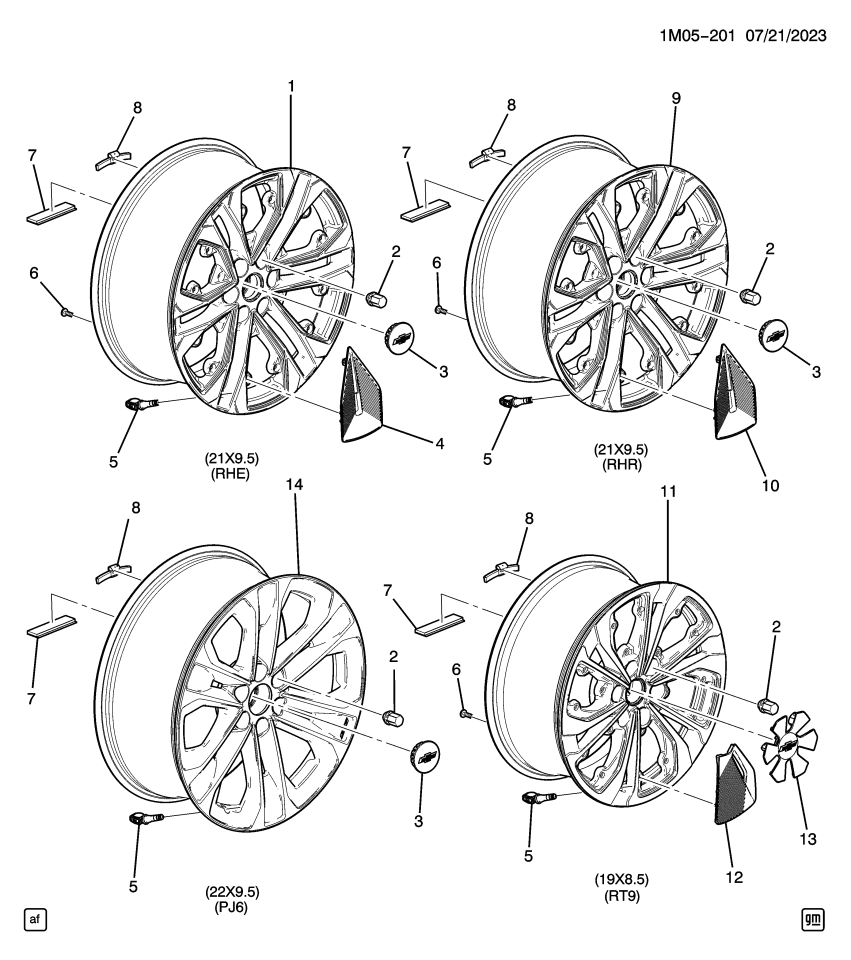 GM 85635818 WHEEL ASM-FRT & RR *BLACK