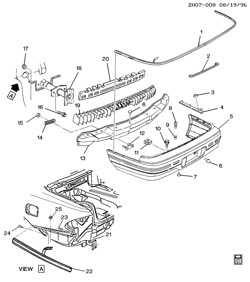 GM 25550384 Support, Rear Bumper Fascia, Upper