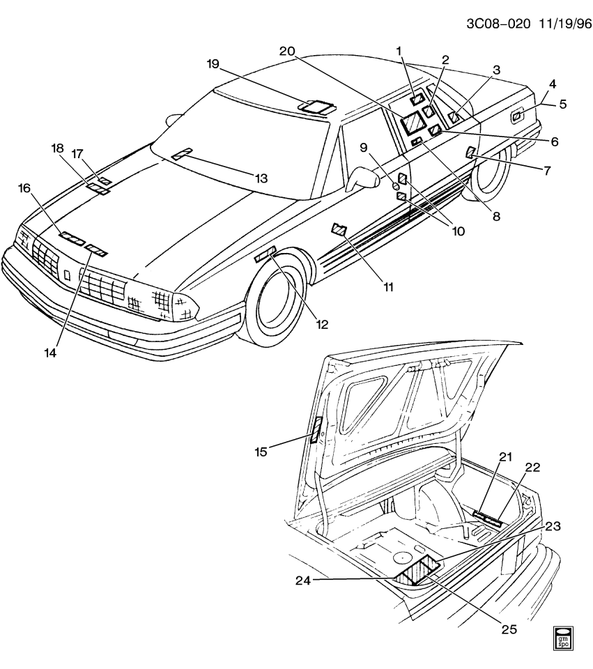 GM 25617921 Label, Dash Wiring Harness Fuse Block Identify