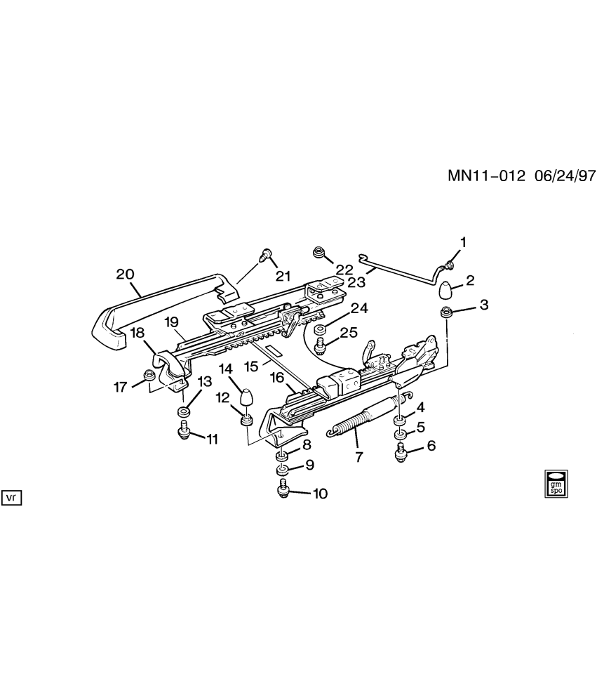 GM 16811011 Adj Assembly, Passenger Seat Outer 2-Way Man Ez Entry