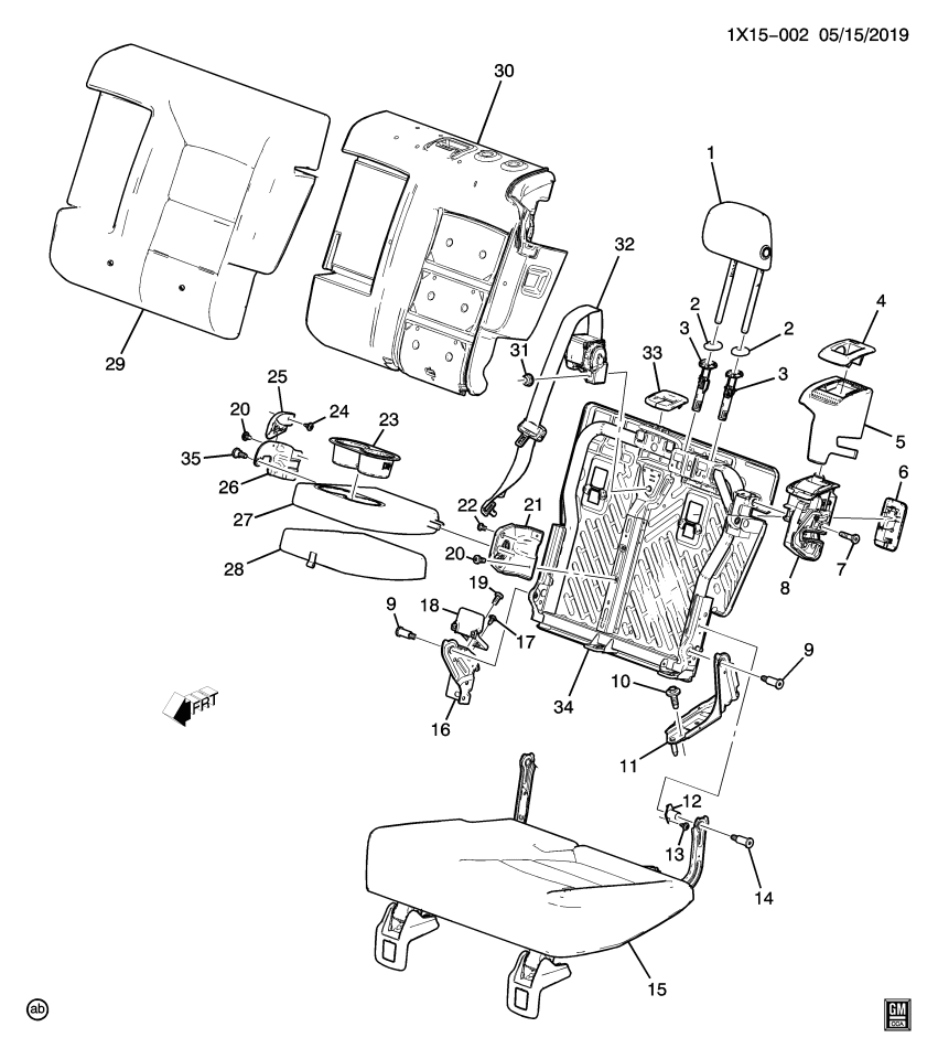 GM 84555222 Cover Assembly, R/Seat Bk *Ash Gray Heat