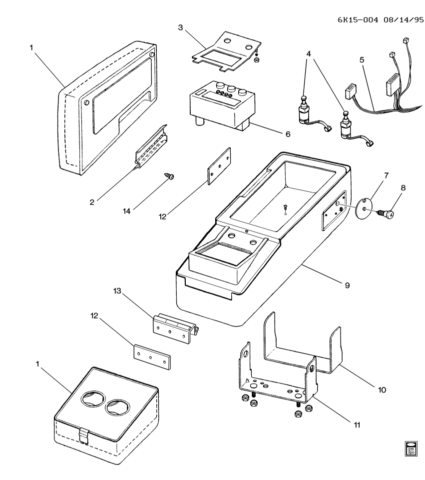 GM 12372852 COMPARTMENT, Rear Seat Center Armrest