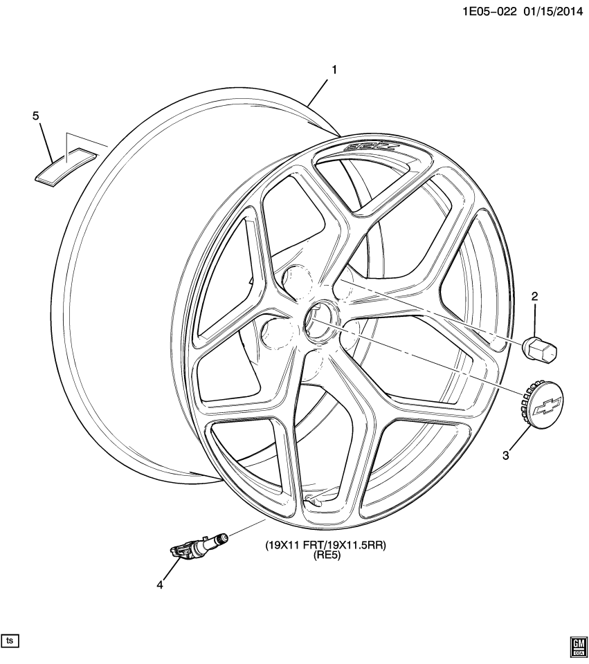 GM 22873225 Wheel Rim, 19X11J Aluminum 11Mm Outside 120X5Xm14 Bellcrank *Aluminum