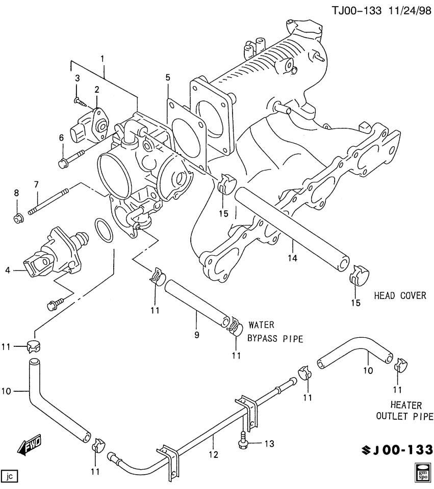 GM 91174451 Throttle Body Heater Outlet Hose