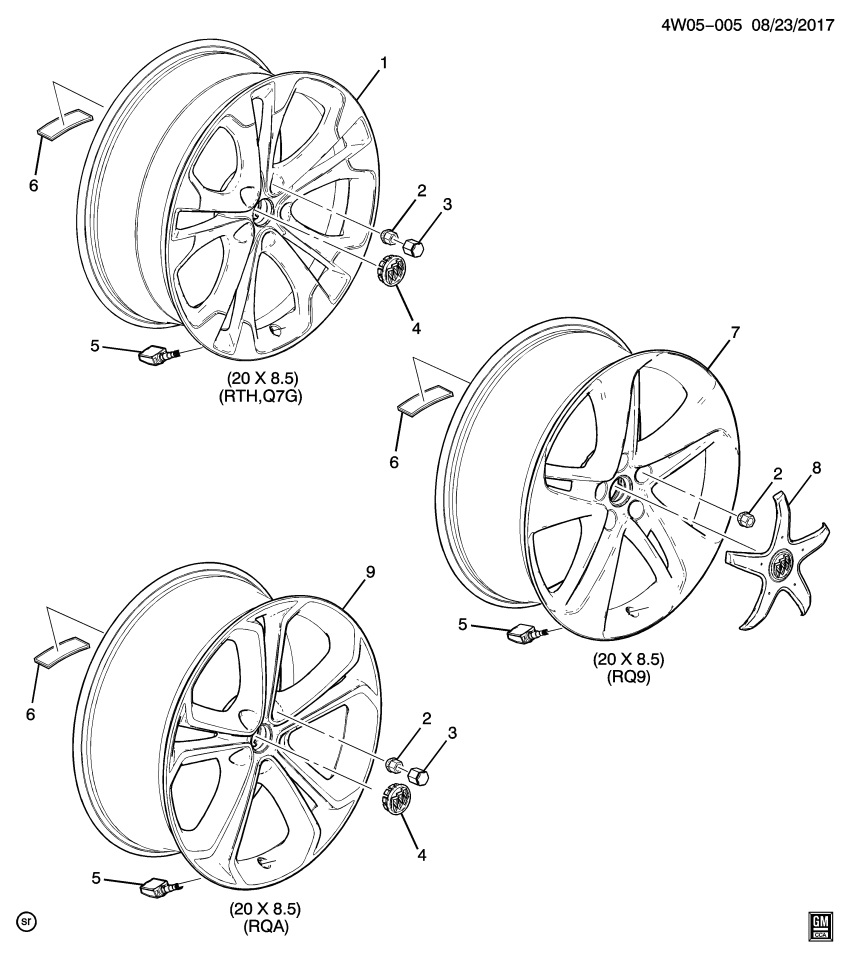 GM 39042382 Wheel Rim, 20 X 8.5J Aluminum 41Mm Outside 115X5Xm12