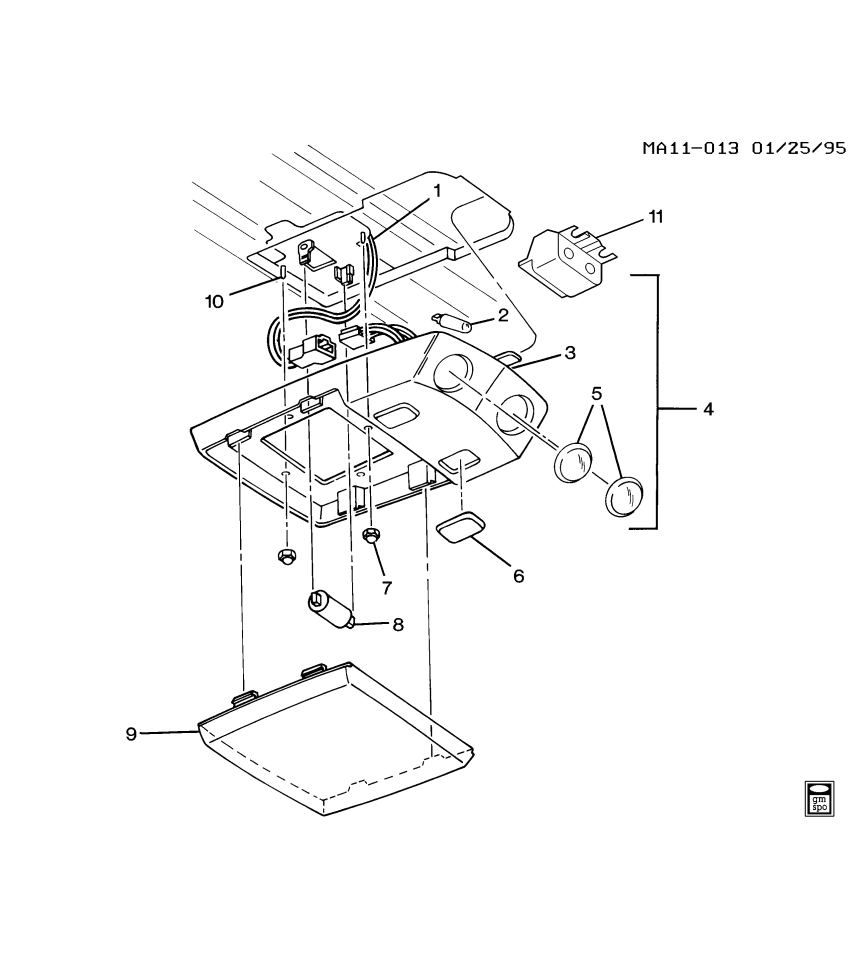 GM 10204363 LAMP, Courtesy / Dome / Reading Lamp
