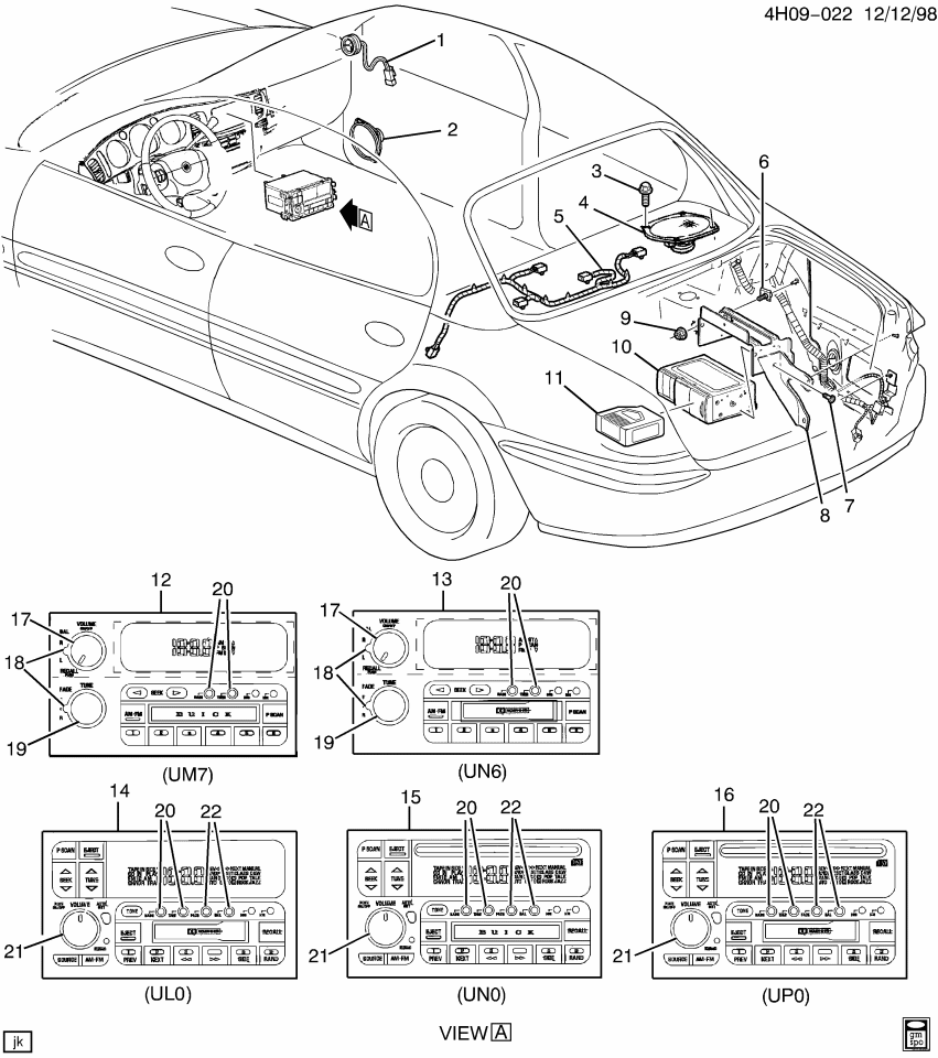 GM 9375484 Radio Assembly, Amplitude Modulation / Frequency Modulation Stereo & Clock & Tape Player
