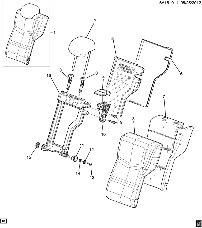 GM 84198339 Cover Assembly, Rear Seat Back *Black