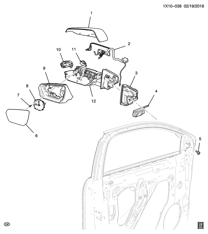 GM 84305385 Bezel, Outside Rear View Mirror Housing