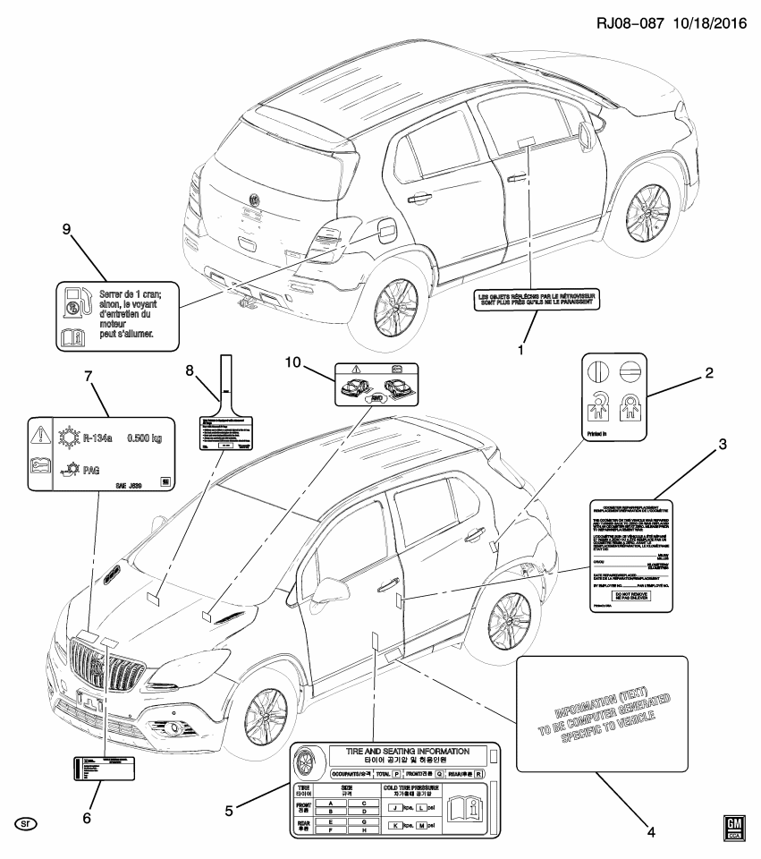 GM 42410002 Label, Tire & Wheel Information