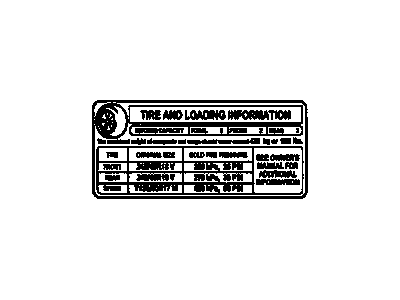 GM 92221248 Label,Tire Pressure