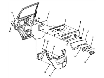 GM 20920212 Trim Assembly, Rear Side Door *Titanium
