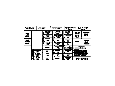 GM 92123170 Label, Relay & Fuse Block Identify